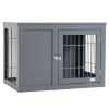 PawHut 33 Furniture Style Indoor Dog Cage Crate End Table Pet Kennel with Double Doors & Locks Gray for Small and Medium Dogs