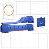 PawHut 7 Pcs Dog Agility Training Equipment Set with Tunnels, Weave Poles, Adjustable Hurdle, Jumping Ring, Pause Box, Blue Pet Training