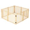 Wooden Freestanding Dog Gates for The House,Dog Gates for Doorways, Stairs,Wood Dog Fences Indoor Pet Gate,Step Over Fence-8 Panel 31"H
