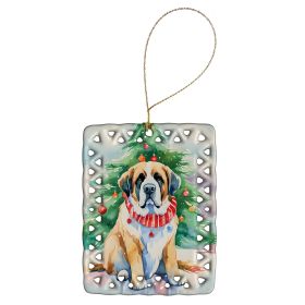 Saint Bernard Christmas Porcelain Ornament Christmas Tree Hanging Decorations for Home Christmas Holiday, Rectangle, Gift, Multicolor