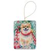 Pomeranian Christmas Porcelain Ornament Christmas Tree Hanging Decorations for Home Christmas Holiday, Rectangle, Gift, Multicolor