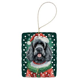 Portuguese Water Dog Christmas Porcelain Ornament Christmas Tree Hanging Decorations for Home Christmas Holiday, Rectangle, Gift, Multicolor