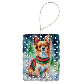Papillon Christmas Porcelain Ornament Christmas Tree Hanging Decorations for Home Christmas Holiday, Rectangle, Gift, Multicolor