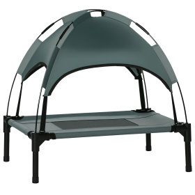 PawHut Elevated Dog Bed with Removable Canopy, Outdoor Dog Cot with UV Protection Canopy Shade, 24 inch Pet Bed for Camping, Gray