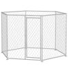 PawHut 9.2' x 8' x 5.6' Dog Kennel Outdoor for Medium and Large-Sized Dogs with Lockable Door, Silver