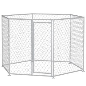 PawHut 9.2' x 8' x 5.6' Dog Kennel Outdoor for Medium and Large-Sized Dogs with Lockable Door, Silver