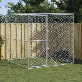 Outdoor Dog Kennel Silver 6.6'x6.6'x6.6' Galvanized Steel