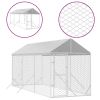 Outdoor Dog Kennel with Roof Silver 6.6'x19.7'x8.2' Galvanized Steel