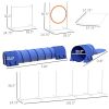 PawHut 7 Pcs Dog Agility Training Equipment Set with Tunnels, Weave Poles, Adjustable Hurdle, Jumping Ring, Pause Box, Blue Pet Training