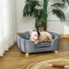 PawHut Miniature Dog / Cat Couch w/ Washable and Removable Cushion, Waterproof Cover, Gray