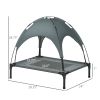PawHut Elevated Dog Bed with Removable Canopy, Outdoor Dog Cot with UV Protection Canopy Shade, 30 inch Pet Bed for Camping, Gray