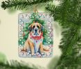Saint Bernard Christmas Porcelain Ornament Christmas Tree Hanging Decorations for Home Christmas Holiday, Rectangle, Gift, Multicolor