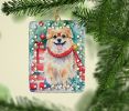 Pomeranian Christmas Porcelain Ornament Christmas Tree Hanging Decorations for Home Christmas Holiday, Rectangle, Gift, Multicolor