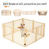 Wooden Freestanding Dog Gates for The House,Dog Gates for Doorways, Stairs,Wood Dog Fences Indoor Pet Gate,Step Over Fence-8 Panel 31"H
