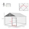 PawHut 6.6' x 6.6' x 4.9' Dog Kennel Outdoor for Small Medium Dogs with Waterproof Roof, Silver