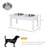 PawHut Elevated Pet Bowl 23 Durable Wooden Feeding Station Heavy Duty, White, for Dogs, Cats