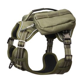 PETMARVEL High-Perfomance Tactical Dog Harness With Backpack, No Pull Front Clip & Metal Buckles (Option: Army Green-Medium)
