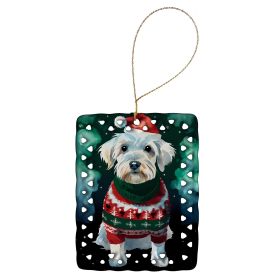 Sealyham Terrier Christmas Porcelain Ornament Christmas Tree Hanging Decorations for Home Christmas Holiday, Rectangle, Gift, Multicolor (Default: Default)
