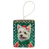 Westie Christmas Porcelain Ornament Christmas Tree Hanging Decorations for Home Christmas Holiday, Rectangle, Gift, Multicolor