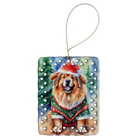 Tibetan Mastiff Christmas Porcelain Ornament Christmas Tree Hanging Decorations for Home Christmas Holiday, Rectangle, Gift, Multicolor (Default: Default)
