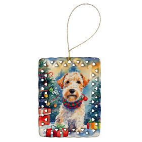 Wire Fox Terrier Christmas Porcelain Ornament Christmas Tree Hanging Decorations for Home Christmas Holiday, Rectangle, Gift, Multicolor (Default: Default)