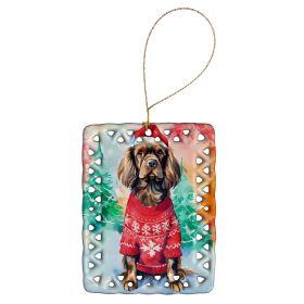 Sussex Spaniel Christmas Porcelain Ornament Christmas Tree Hanging Decorations for Home Christmas Holiday, Rectangle, Gift, Multicolor (Default: Default)