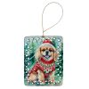 Tibetan Spaniel Christmas Porcelain Ornament Christmas Tree Hanging Decorations for Home Christmas Holiday, Rectangle, Gift, Multicolor