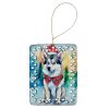 Siberian Husky Christmas Porcelain Ornament Christmas Tree Hanging Decorations for Home Christmas Holiday, Rectangle, Gift, Multicolor