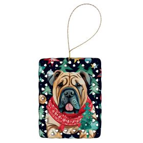 Shar Pei Christmas Porcelain Ornament Christmas Tree Hanging Decorations for Home Christmas Holiday, Rectangle, Gift, Multicolor (Default: Default)