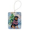 Rottweiler Christmas Porcelain Ornament Christmas Tree Hanging Decorations for Home Christmas Holiday, Rectangle, Gift, Multicolor