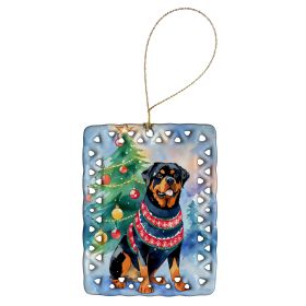 Rottweiler Christmas Porcelain Ornament Christmas Tree Hanging Decorations for Home Christmas Holiday, Rectangle, Gift, Multicolor (Default: Default)