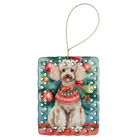 Poodle Christmas Porcelain Ornament Christmas Tree Hanging Decorations for Home Christmas Holiday, Rectangle, Gift, Multicolor (Default: Default)