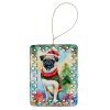 Pug Christmas Porcelain Ornament Christmas Tree Hanging Decorations for Home Christmas Holiday, Rectangle, Gift, Multicolor