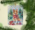 Sheltie Christmas Porcelain Ornament Christmas Tree Hanging Decorations for Home Christmas Holiday, Rectangle, Gift, Multicolor