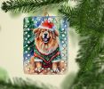 Tibetan Mastiff Christmas Porcelain Ornament Christmas Tree Hanging Decorations for Home Christmas Holiday, Rectangle, Gift, Multicolor