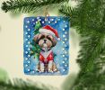 Shih Tzu Christmas Porcelain Ornament Christmas Tree Hanging Decorations for Home Christmas Holiday, Rectangle, Gift, Multicolor