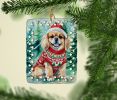 Tibetan Spaniel Christmas Porcelain Ornament Christmas Tree Hanging Decorations for Home Christmas Holiday, Rectangle, Gift, Multicolor