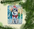 Siberian Husky Christmas Porcelain Ornament Christmas Tree Hanging Decorations for Home Christmas Holiday, Rectangle, Gift, Multicolor