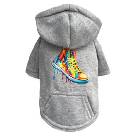 Graffiti Pup Hoodie (Color: Grey, size: SM)