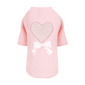 Pearl Heart Dog Sweater (Color: Peach, size: LG)
