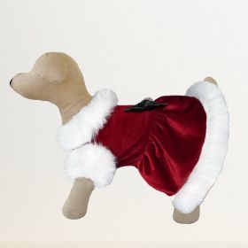 Santa Baby Dog Dress (Color: Red & White, size: SM)