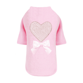 Pearl Heart Dog Sweater (Color: Baby Pink, size: MD)
