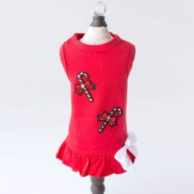 Candy Cane Dog Dress (Color: Red, size: SM)