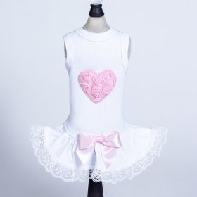 Puff Heart Lace Dog Dress (Color: Pink, size: XS)